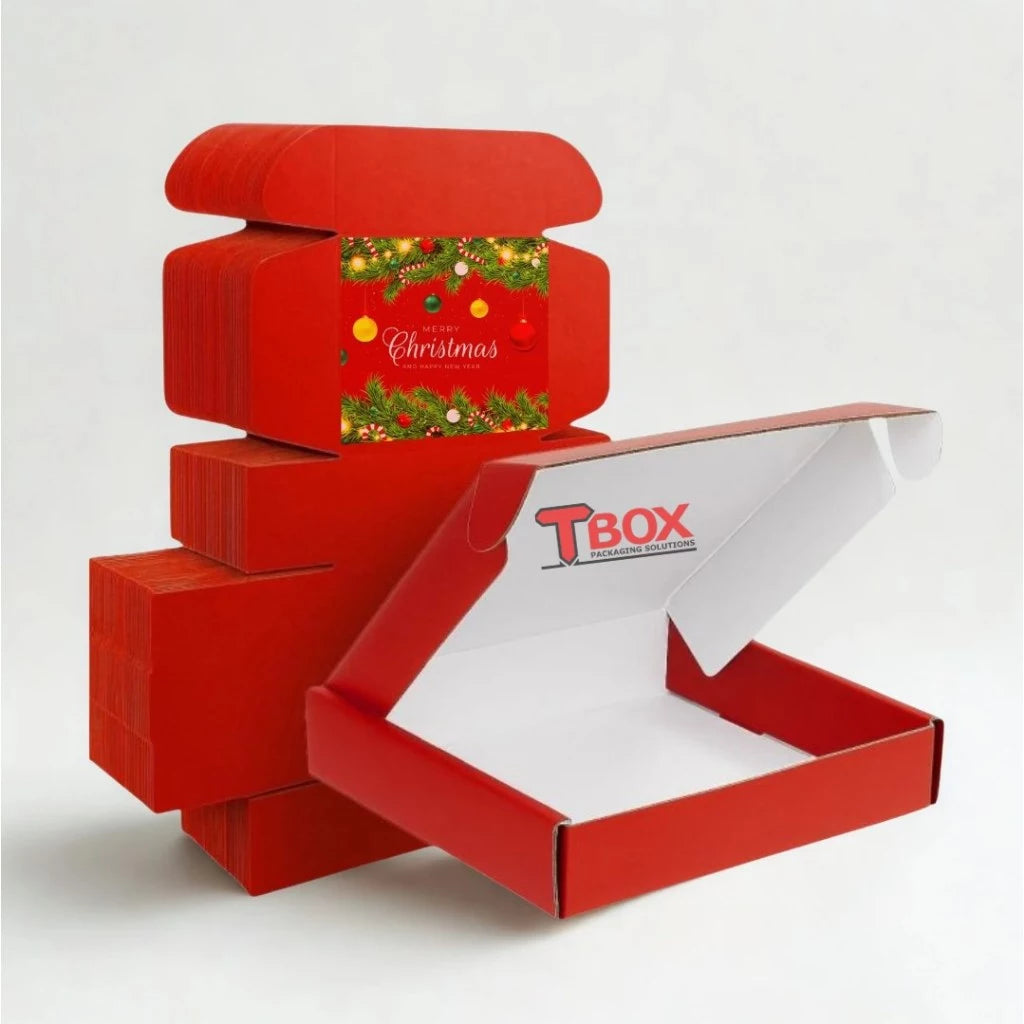 Corrugated Christmas Box Packaging Box Set, Glossy Laminated for Gifts, Luxury Gifting