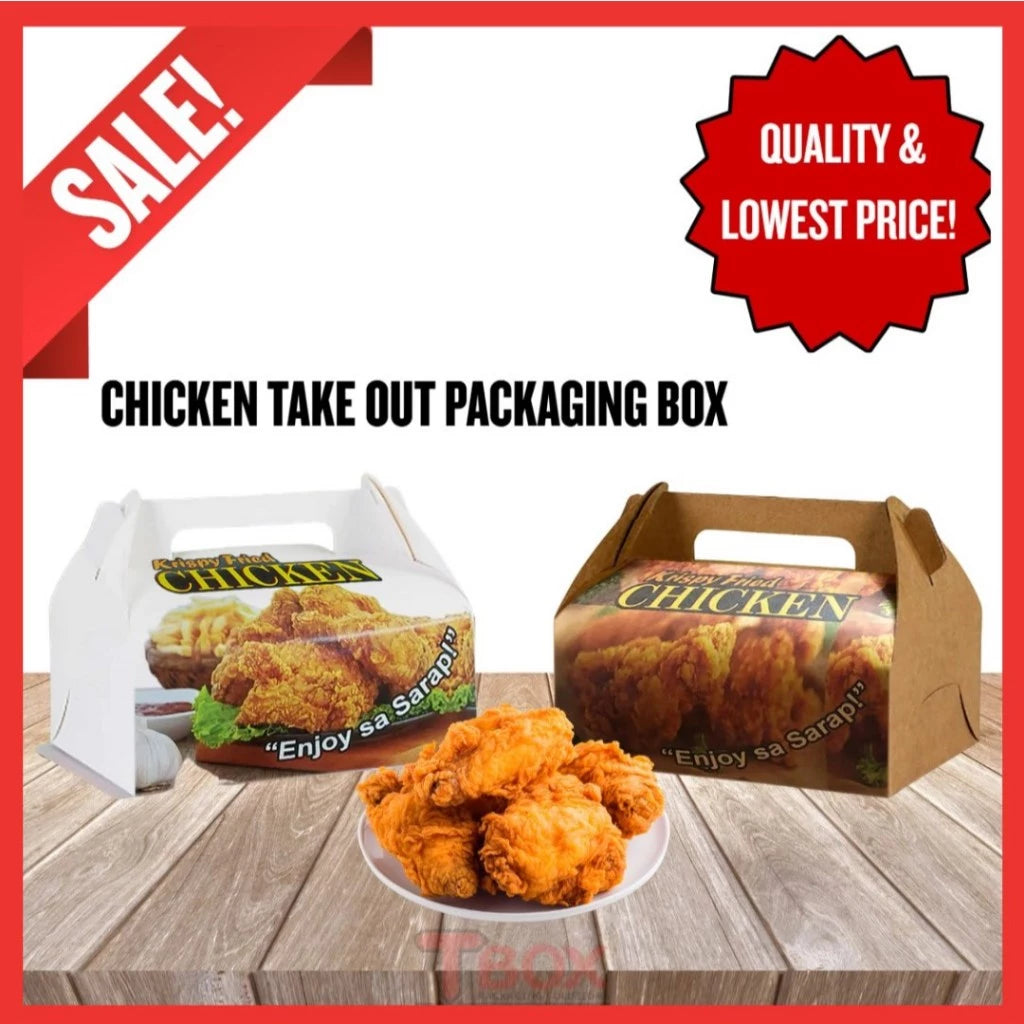 Chicken Take Out Kraft Paper Box for Food Packaging - Ideal for Fried Chicken, Takeaway