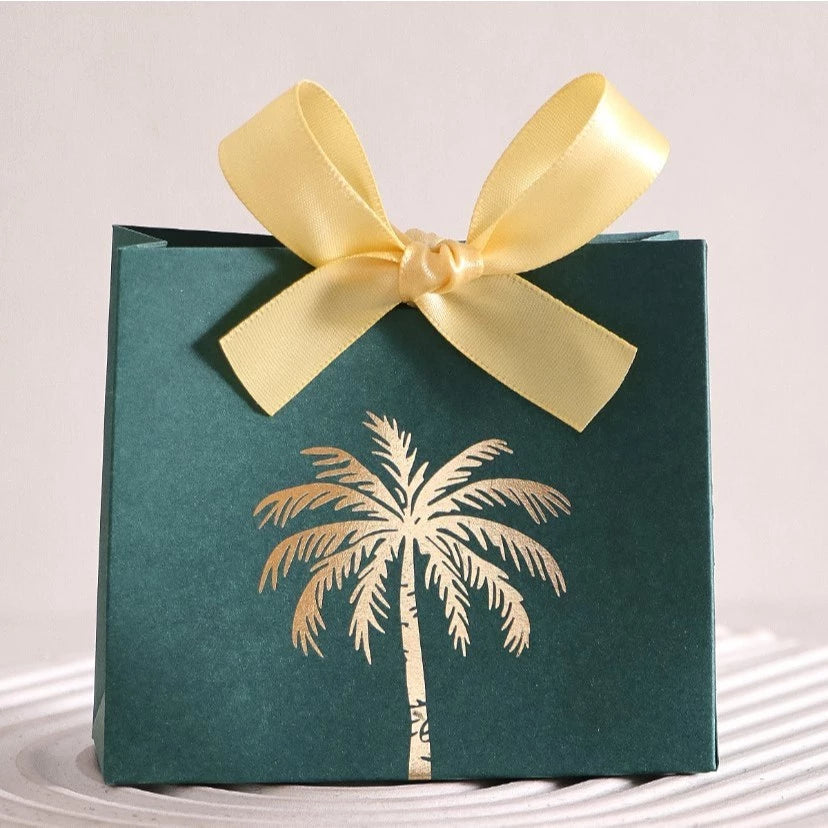 10pcs Mini Gift Box Gold Palm Tree Emblem With Ribbon Premium Gifts for Wedding Favors Souvenirs