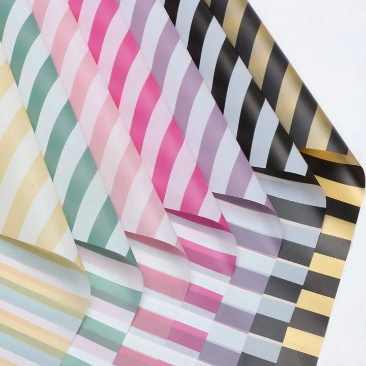 20pcs/sheets Stripe Pattern Flower Wrapping | 57x57 cm for Weddings, Birthdays & Special Occasions