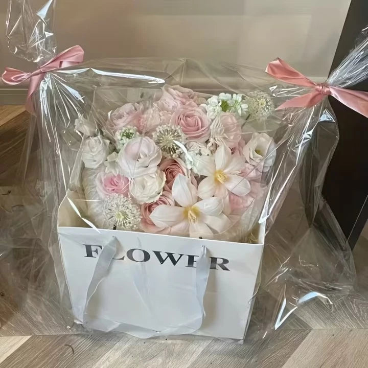 (20pcs-Pack) Transparent Floral Dust Bags / Bouquet Protection Sleeves Dustproof & Waterproof