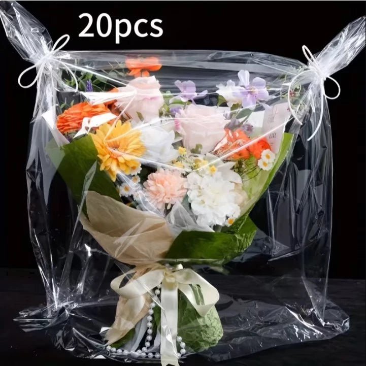 20pcs-Pack) Transparent Floral Dust Bags / Bouquet Protection Sleeves Dustproof & Waterproof