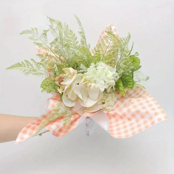 20 Sheets | Checkered Wrapping Paper for Flowers, Perfect for Trendy Bouquets Waterproof