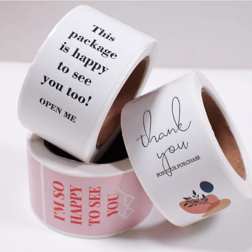 100pcs/Roll 3*9cm Thank you Rectangular Sealing Stickers Labels Gift Box Sealed For Business