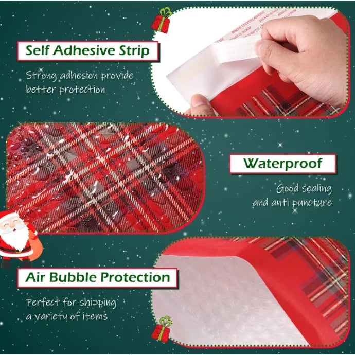 5pcs Christmas Padded Envelopes Xmas Bubble Mailers Padded Self Adhesive Mailers Envelope