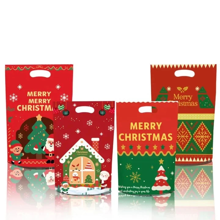 50pcs Christmas Hand Held Gift Loot Bags for Xmas Party, Birthday Party Gift Packaging Bags