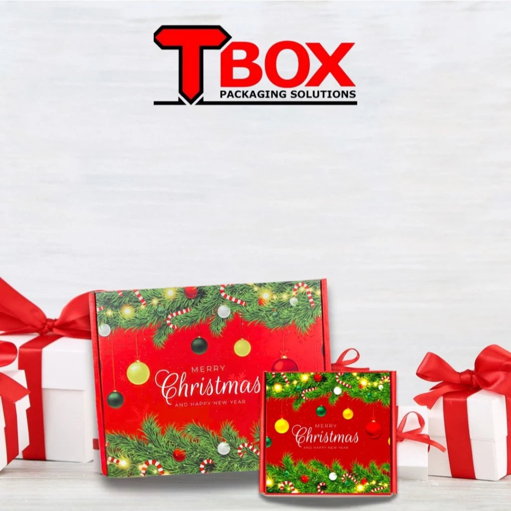 Corrugated Christmas Box Packaging Box Set, Glossy Laminated for Gifts, Luxury Gifting
