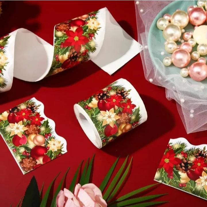 Christmas Adhesive Edge Tape - 18m Festive Washi Tape for Home, Classroom & Office Decor