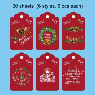 30pcs/50pcs Christmas Gift Tags & 20m Natural Rope Merry Xmas Creative Bookmark Hang Tag Cards
