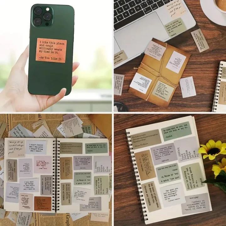 60pcs Retro Inspirational Quote Stickers - Waterproof Stickers for Water Bottle note books