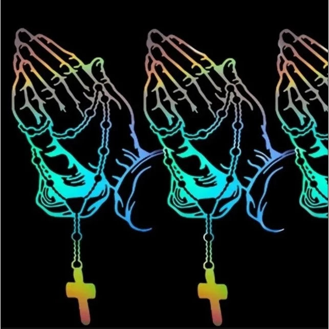 1PC Car Prayer Gesture Sticker God Jesus Christ Personalized Rosary Auto Styling Decal Decorate