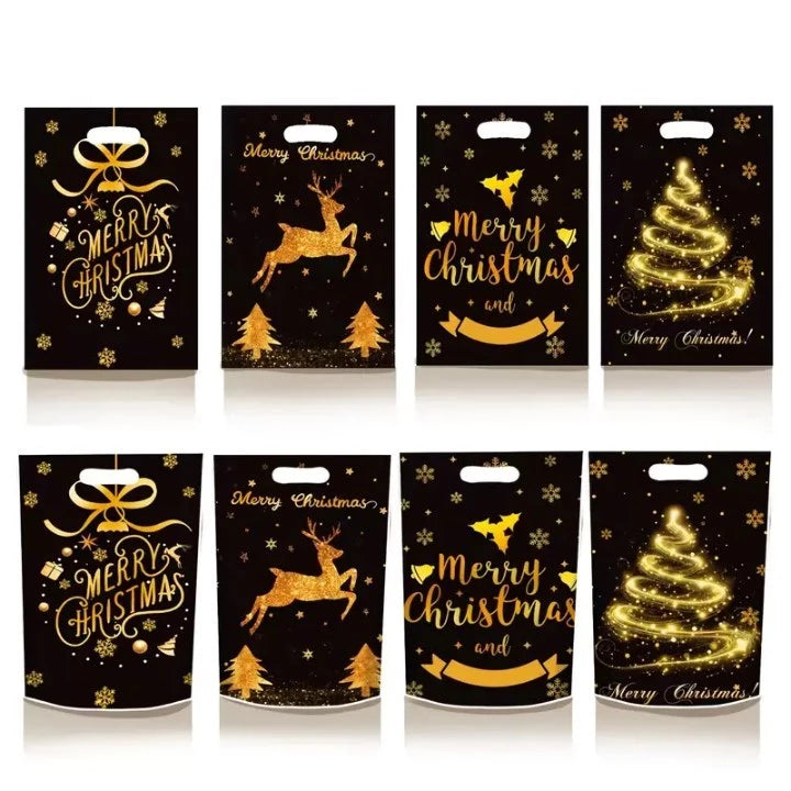 50pcs Christmas Hand Held Gift Loot Bags for Xmas Party, Birthday Party Gift Packaging Bags