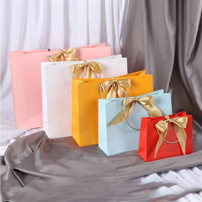 5pcs Luxury Gift Bag with Ribbon Handle | Premium Gift Packaging Box Bag for Gifts, Souvenirs, Party favors