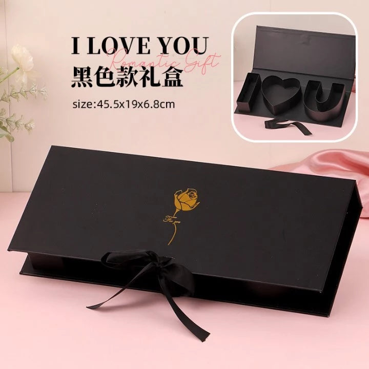 I HEART U Letter Flower Gift Box Large with Ribbon | Valentine's, Wedding Party, Mother's Birthday