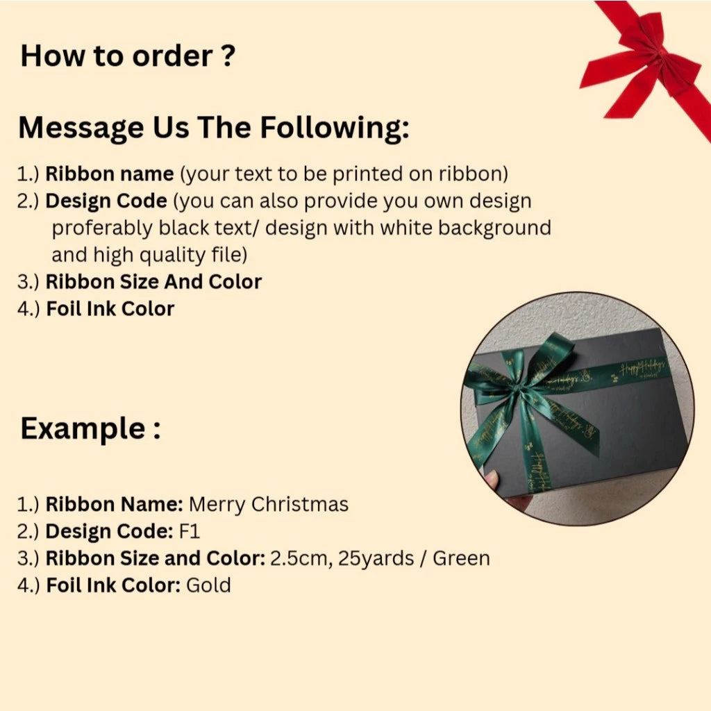 Personalized Foil-Stamped Premium Satin Ribbon for Weddings, Birthdays, Souvenirs, Special Occasions