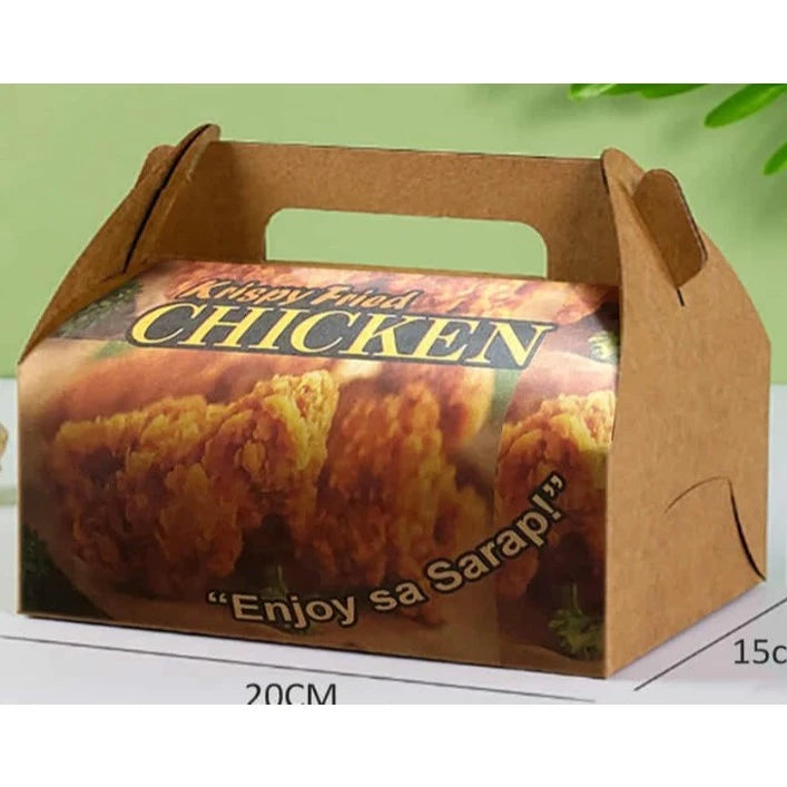 Chicken Take Out Kraft Paper Box for Food Packaging - Ideal for Fried Chicken, Takeaway