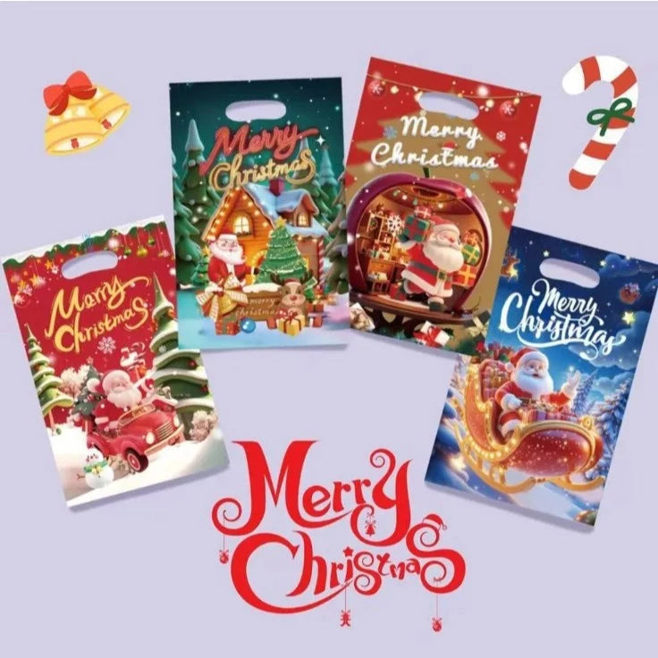 50pcs Christmas Hand Held Gift Loot Bags for Xmas Party, Birthday Party Gift Packaging Bags