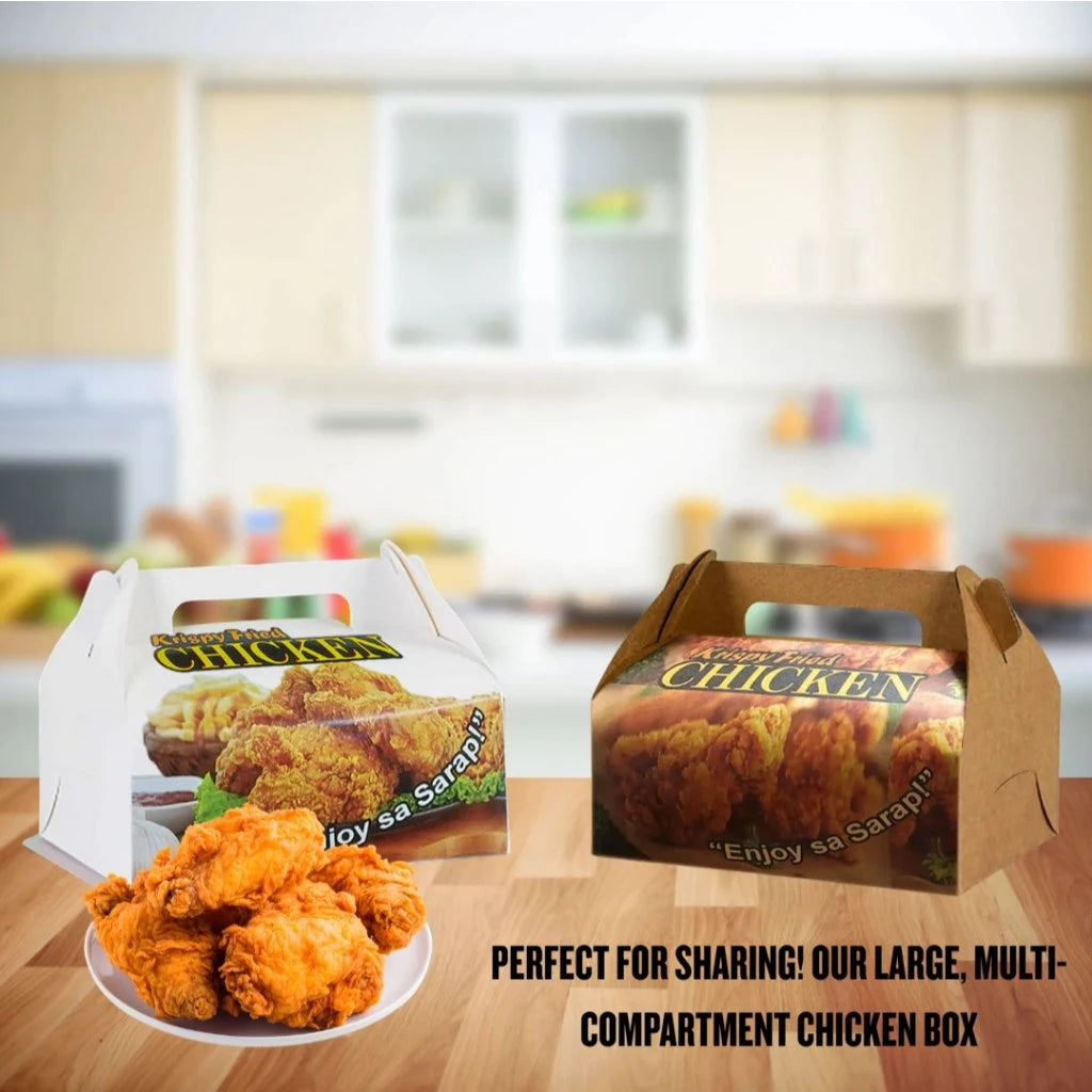 Chicken Take Out Kraft Paper Box for Food Packaging - Ideal for Fried Chicken, Takeaway