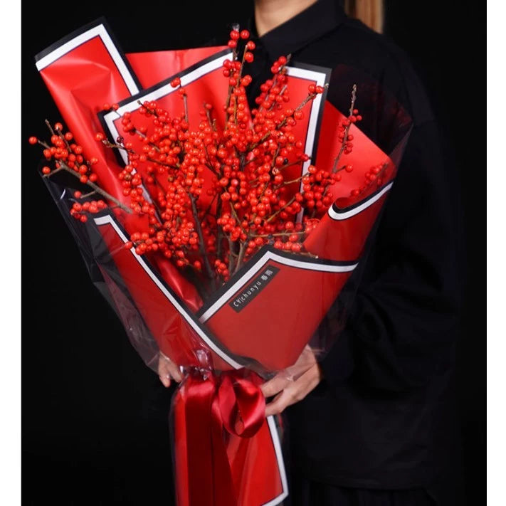 20pcs 58*58cm Floral Wrapping Paper, Border Stripe Design, Waterproof for Bouquet Gift Wrapping