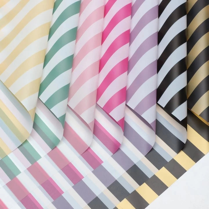 20pcs/sheets Stripe Pattern Flower Wrapping | 57x57 cm for Weddings, Birthdays & Special Occasions