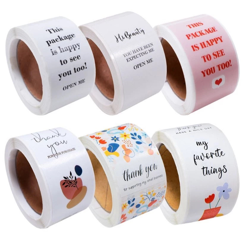 100pcs/Roll 3*9cm Thank you Rectangular Sealing Stickers Labels Gift Box Sealed For Business