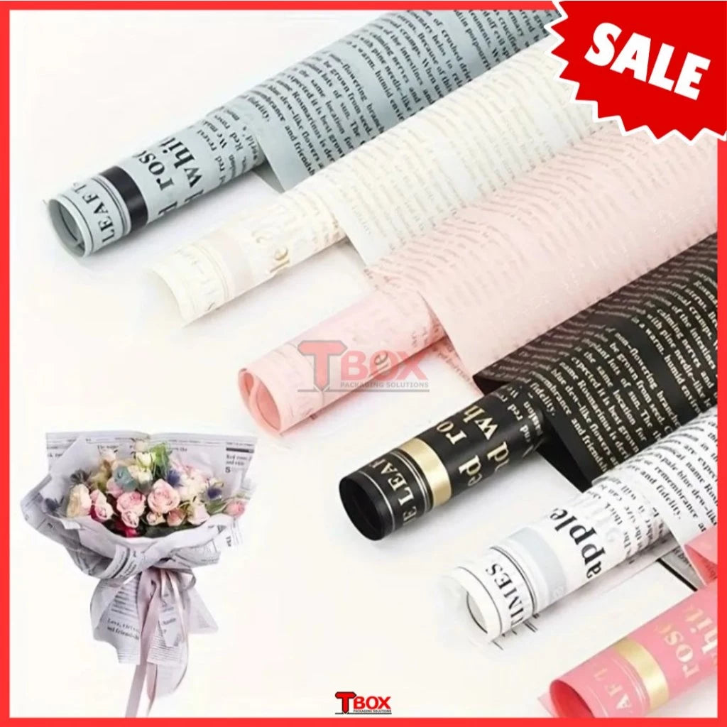20PCS Vintage Newspaper Style Flower Wrapping - Waterproof Vintage Bouquet Gift Wrapping
