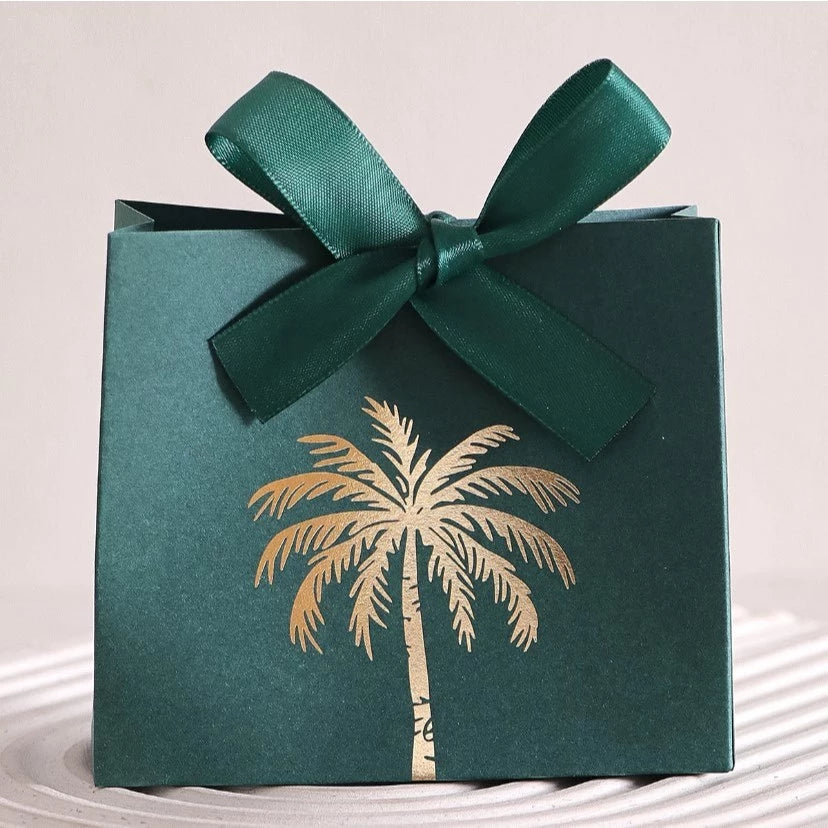 10pcs Mini Gift Box Gold Palm Tree Emblem With Ribbon Premium Gifts for Wedding Favors Souvenirs