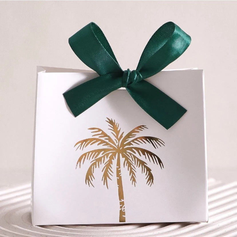 10pcs Mini Gift Box Gold Palm Tree Emblem With Ribbon Premium Gifts for Wedding Favors Souvenirs