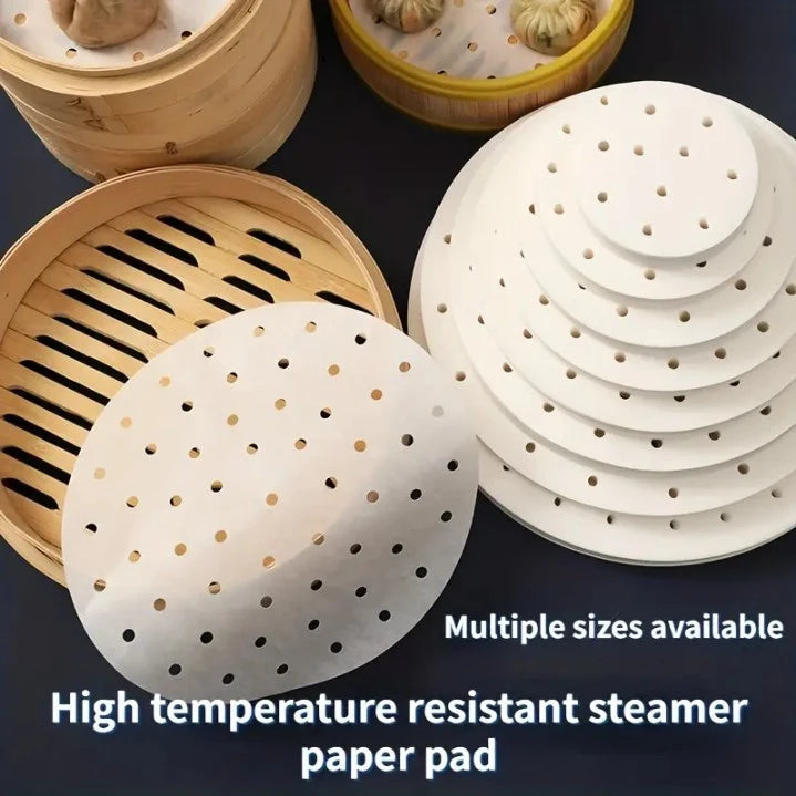 100pcs Disposable Steaming Paper Liners - Non-Stick Parchment Paper for Air Fryer, Steamer, Siopao