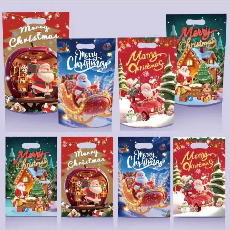 50pcs Christmas Hand Held Gift Loot Bags for Xmas Party, Birthday Party Gift Packaging Bags