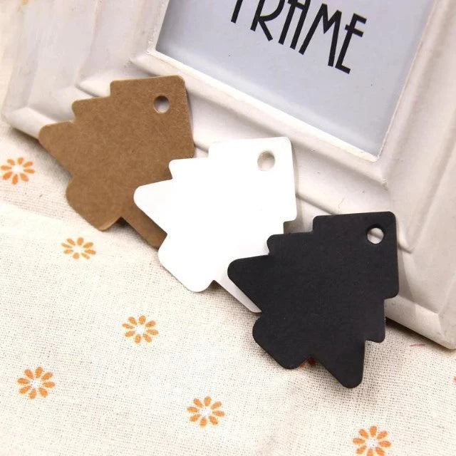 50pcs XMAS Tree Tags + 20m Hemp Rope Kraft Paper Tags for Rustic Wedding, Gift, Holiday Decor