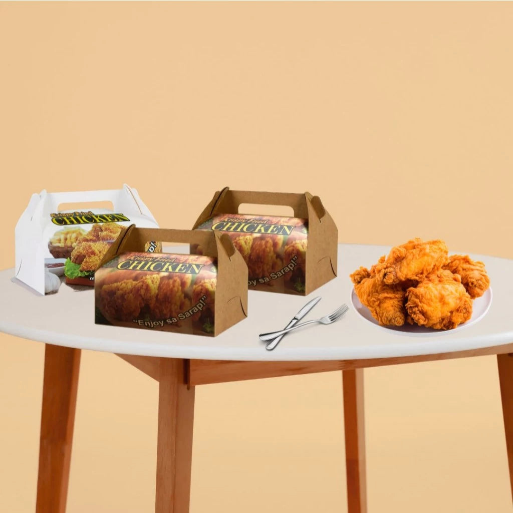 Chicken Take Out Kraft Paper Box for Food Packaging - Ideal for Fried Chicken, Takeaway