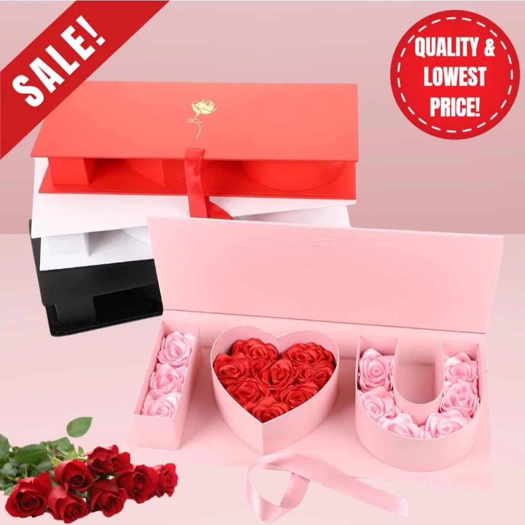 I HEART U Letter Flower Gift Box Large with Ribbon | Valentine's, Wedding Party, Mother's Birthday