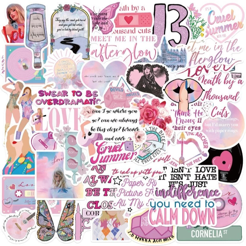 50pcs/set Taylor Swift New Album Set Graffiti Stickers Waterproof Reusable Stickers Decals Stickers