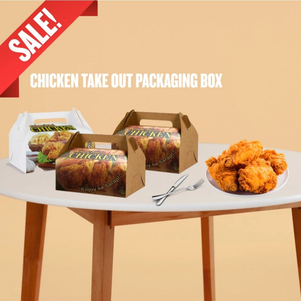 Chicken Take Out Kraft Paper Box for Food Packaging - Ideal for Fried Chicken, Takeaway