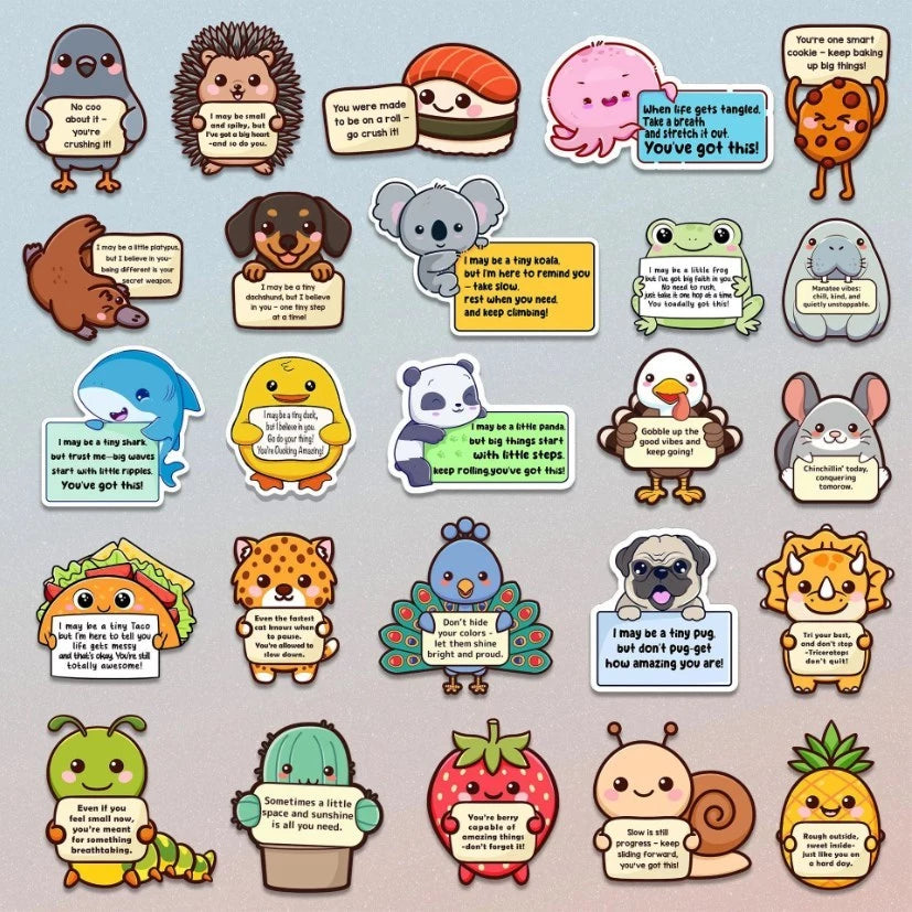 50pcs cute cartoon animal stickers for children, notebooks, stationery, luggage, notes, waterproof