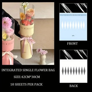 10pcs Round Flower Wrapping Paper in Clear Plastic Ideal for Valentine'S Day, Women'S Day, Anniv etc
