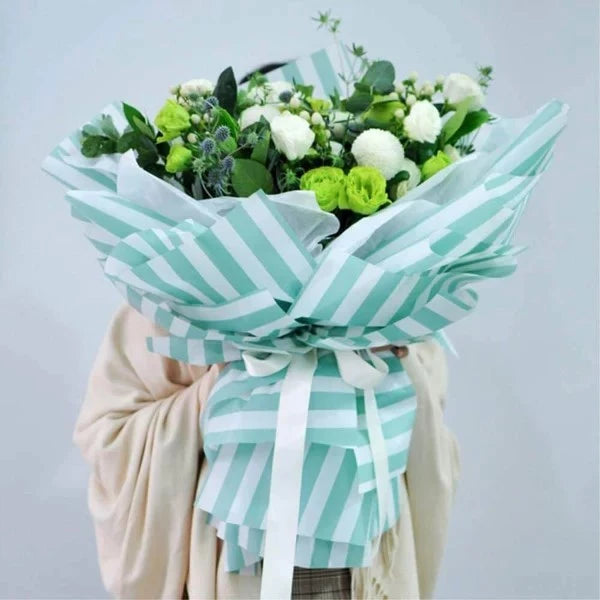 20pcs/sheets Stripe Pattern Flower Wrapping | 57x57 cm for Weddings, Birthdays & Special Occasions