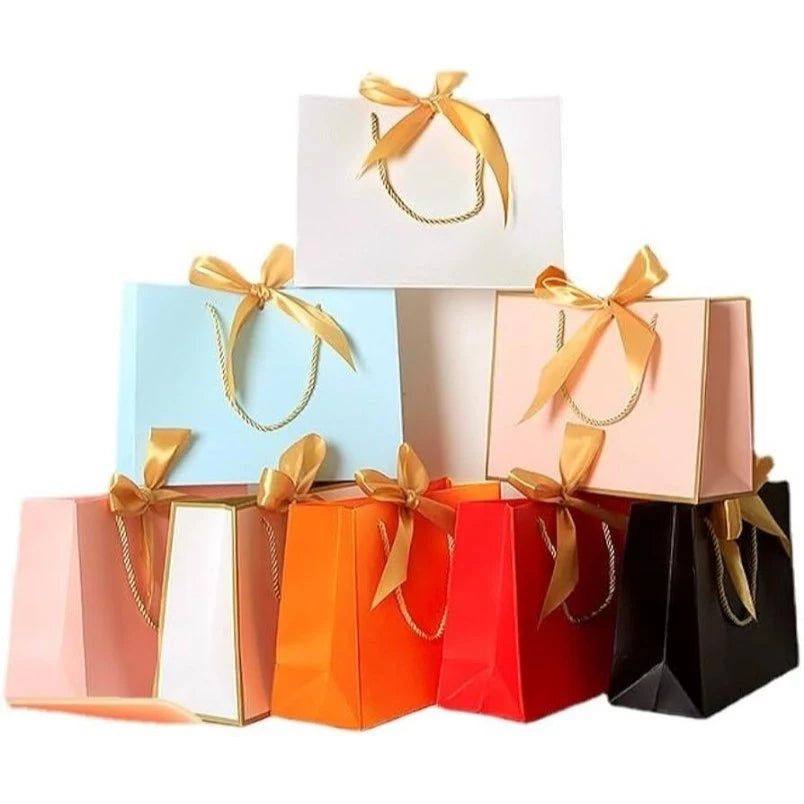 5pcs Luxury Gift Bag with Ribbon Handle | Premium Gift Packaging Box Bag for Gifts, Souvenirs, Party favors