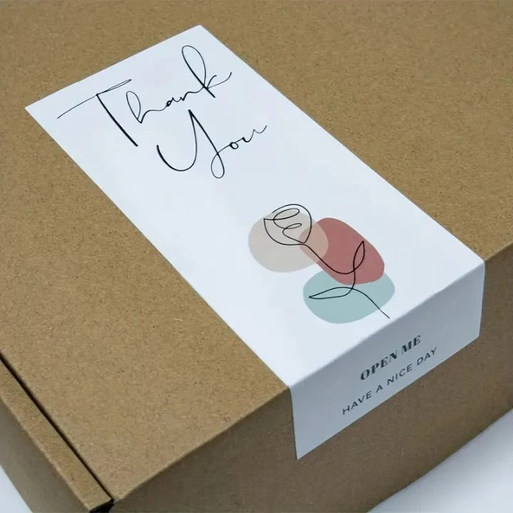 100pcs/Roll 3*9cm Thank you Rectangular Sealing Stickers Labels Gift Box Sealed For Business