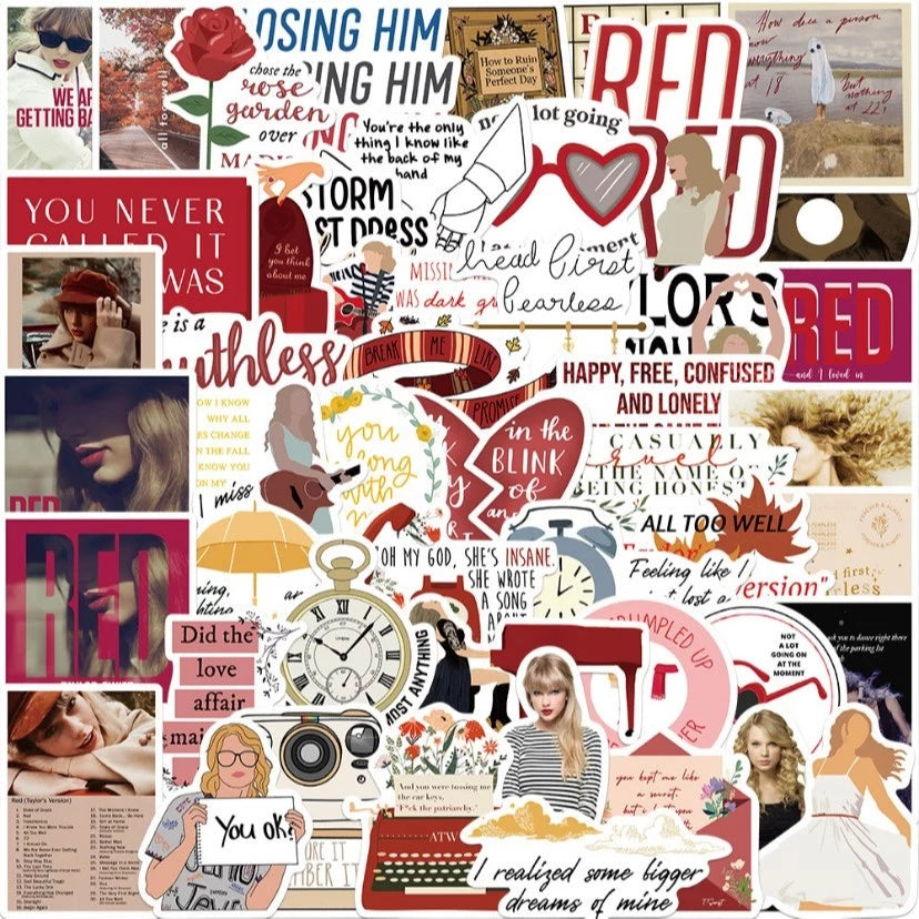 50pcs/set Taylor Swift New Album Set Graffiti Stickers Waterproof Reusable Stickers Decals Stickers