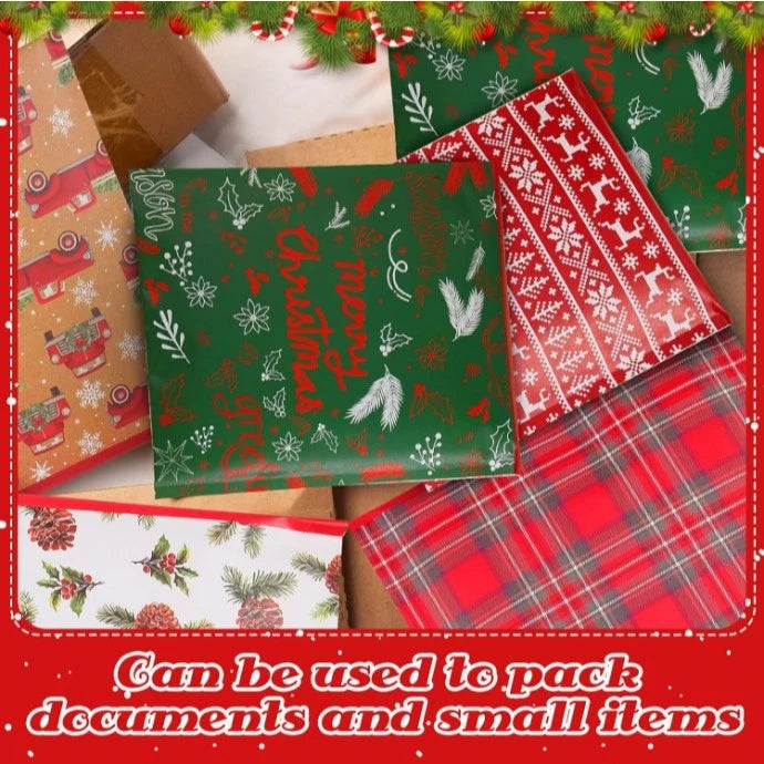 5pcs Christmas Padded Envelopes Xmas Bubble Mailers Padded Self Adhesive Mailers Envelope