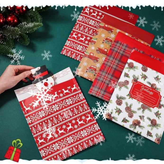 5pcs Christmas Padded Envelopes Xmas Bubble Mailers Padded Self Adhesive Mailers Envelope