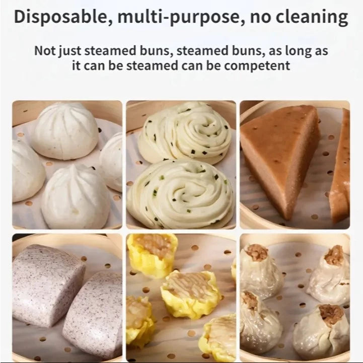 100pcs Disposable Steaming Paper Liners - Non-Stick Parchment Paper for Air Fryer, Steamer, Siopao