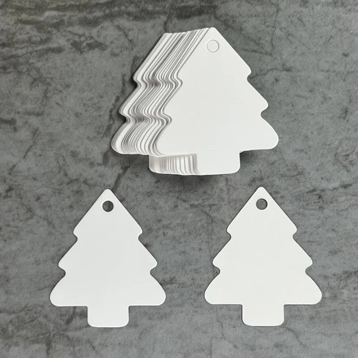 50pcs XMAS Tree Tags + 20m Hemp Rope Kraft Paper Tags for Rustic Wedding, Gift, Holiday Decor