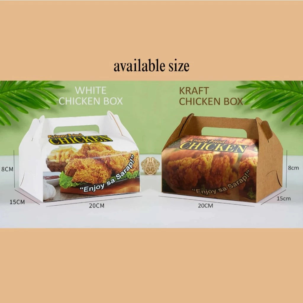 Chicken Take Out Kraft Paper Box for Food Packaging - Ideal for Fried Chicken, Takeaway