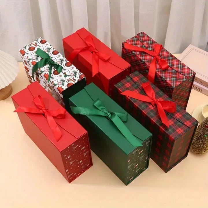 Christmas Magnetic Closure Gift Box with Ribbon - Presentation Box for Jewelry, Cosmetics ect.