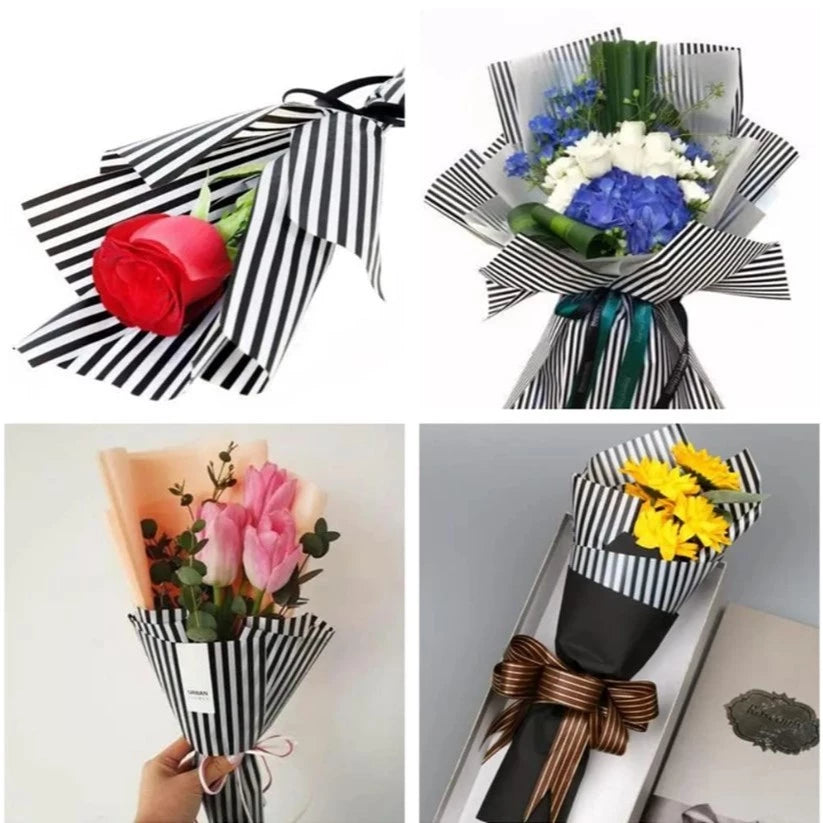20pcs/sheets Stripe Pattern Flower Wrapping | 57x57 cm for Weddings, Birthdays & Special Occasions