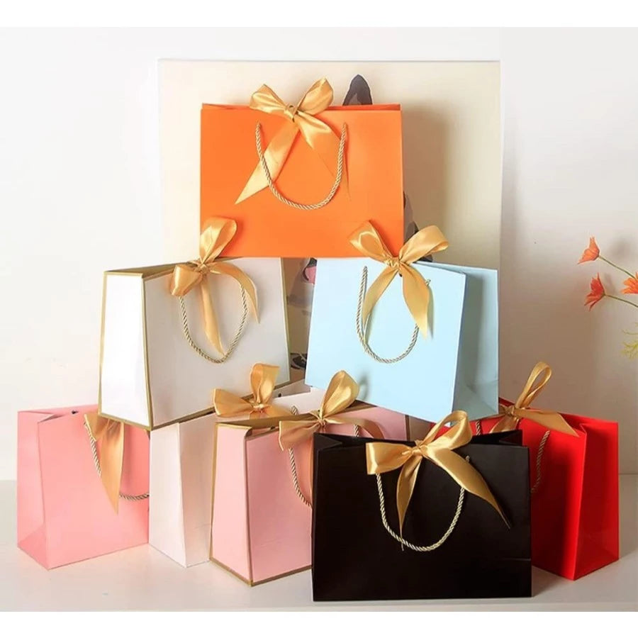 5pcs Luxury Gift Bag with Ribbon Handle | Premium Gift Packaging Box Bag for Gifts, Souvenirs, Party favors