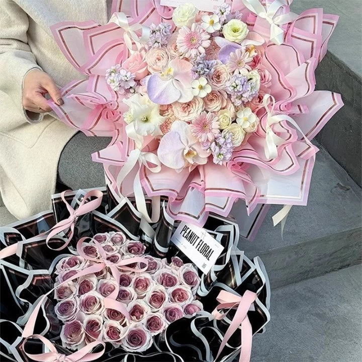 20pcs | 57*57cm Double Lined Flower Wrapping for Flowers, Trendy Arrangements Waterproof